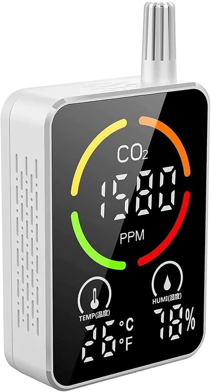 مانیتور کیفیت هوا ADORZ، ردیاب دی اکسید کربن CO2، مانیتور دما و رطوبت هوا، ردیاب رطوبت قابل حمل با سیستم هشدار خودکار، برای مدرسه، دفتر، خانه، رستوران.