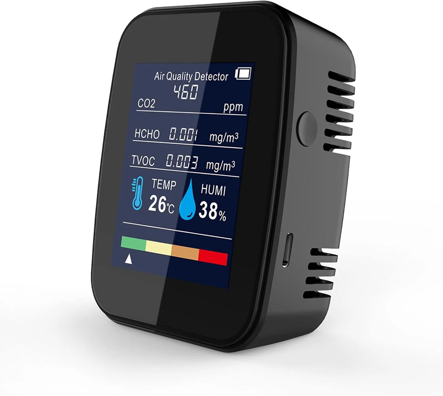 دستگاه تشخیص دی اکسید کربن 5 در 1 ADORZ، دستگاه اندازه گیری کیفیت هوای داخل ساختمان، با سیستم هشدار غلظت بیش از حد CO2، رطوبت سنج قابل حمل، برای دفتر، خانه، رستوران.