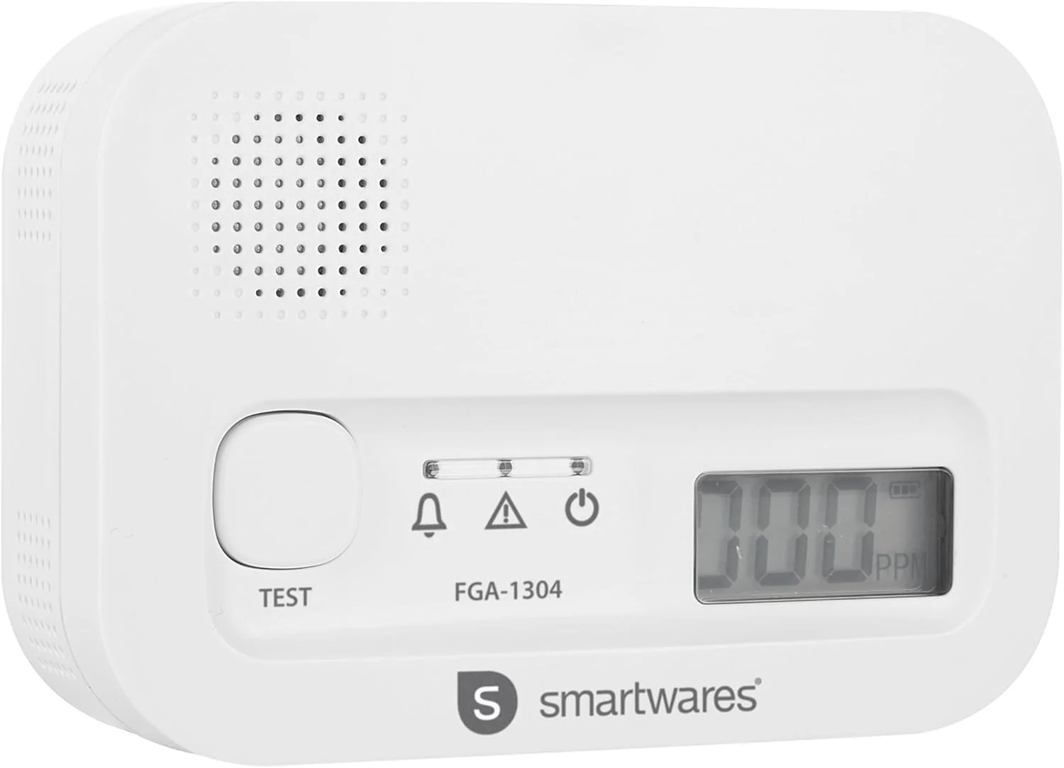 آشکارساز مونوکسید کربن Smartwares - سنسور 10 ساله - صفحه نمایش دیجیتال - دکمه نمایش و تست - FGA-13041