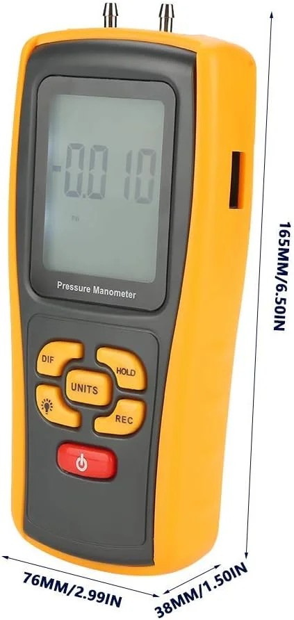 فشارسنج دیجیتال قابل حمل GM520 با دقت بالا، نمایشگر LCD، فشار 150kPa، دارای 11 واحد اندازه گیری