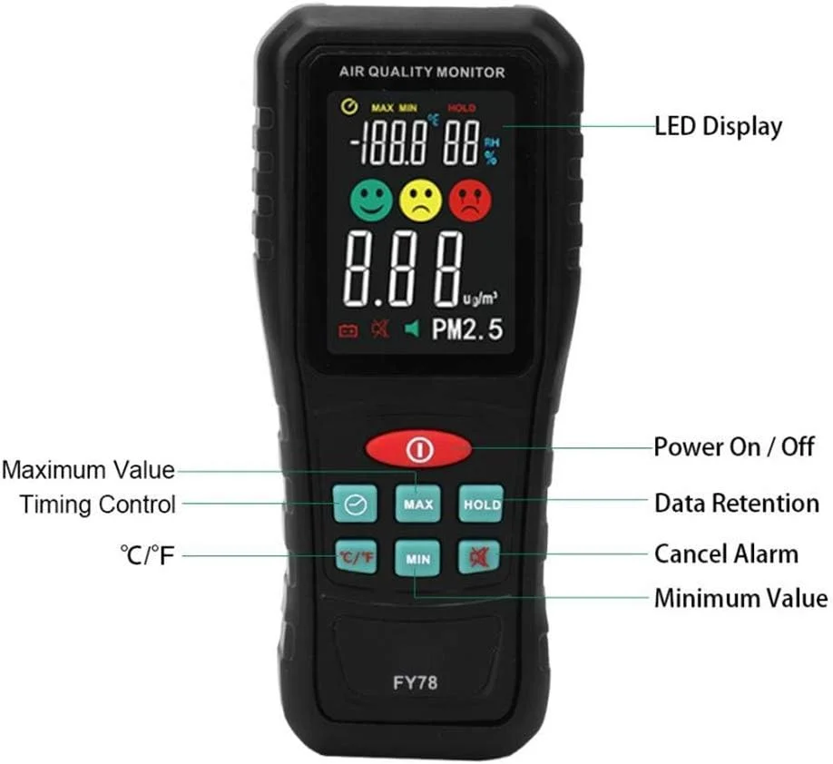 دستگاه سنجش کیفیت هوا، ردیاب هوشمند PM1.0/PM2.5/PM10 با دقت بالا، تشخیص بلادرنگ آلودگی داخلی با حسگر مادون قرمز برای خانه، خودرو، دفتر