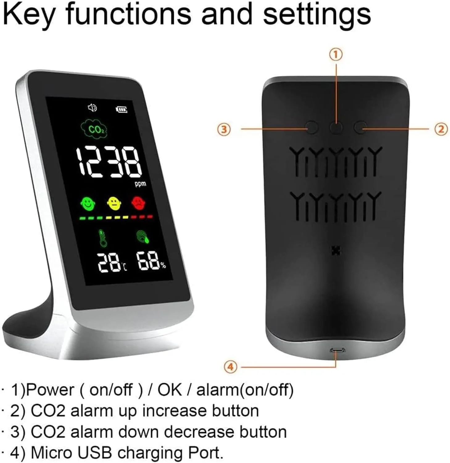 دستگاه تشخیص دی اکسید کربن هوشمند ADORZ، متر دیجیتال پایش محیطی، تستر حسگر رطوبت دمای داخلی، 400-5000ppm، مانیتور کیفیت هوا، آنالایزر CO2، برای اتاق ها، دفاتر