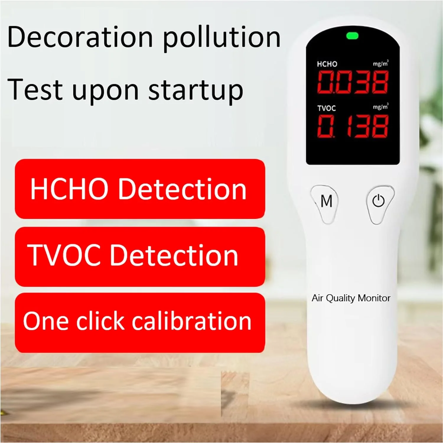 دستگاه سنجش کیفیت هوا، تشخیص دقیق فرمالدئید، تستر TVOC AQI برای تشخیص آلودگی هوا در داخل/خارج. تک عددی (دستی)