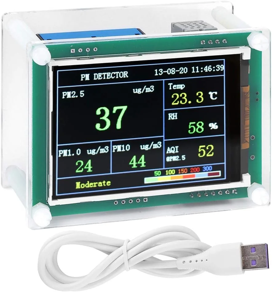 صفحه نمایش کیفیت هوا Accuracy1Ug/M3، نمایشگر هزارم متر PM2.5، مناسب برای خانه و خودرو