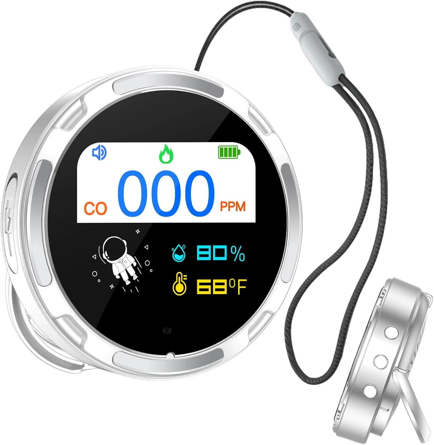 دستگاه تشخیص مونوکسید کربن قابل حمل، متر ترکیبی مونوکسید کربن، دما و رطوبت هوا با صفحه نمایش LCD برای خانه، کمپر، ماشین، اتاق تجهیزات گاز، قایق، ماهیگیری، چادر