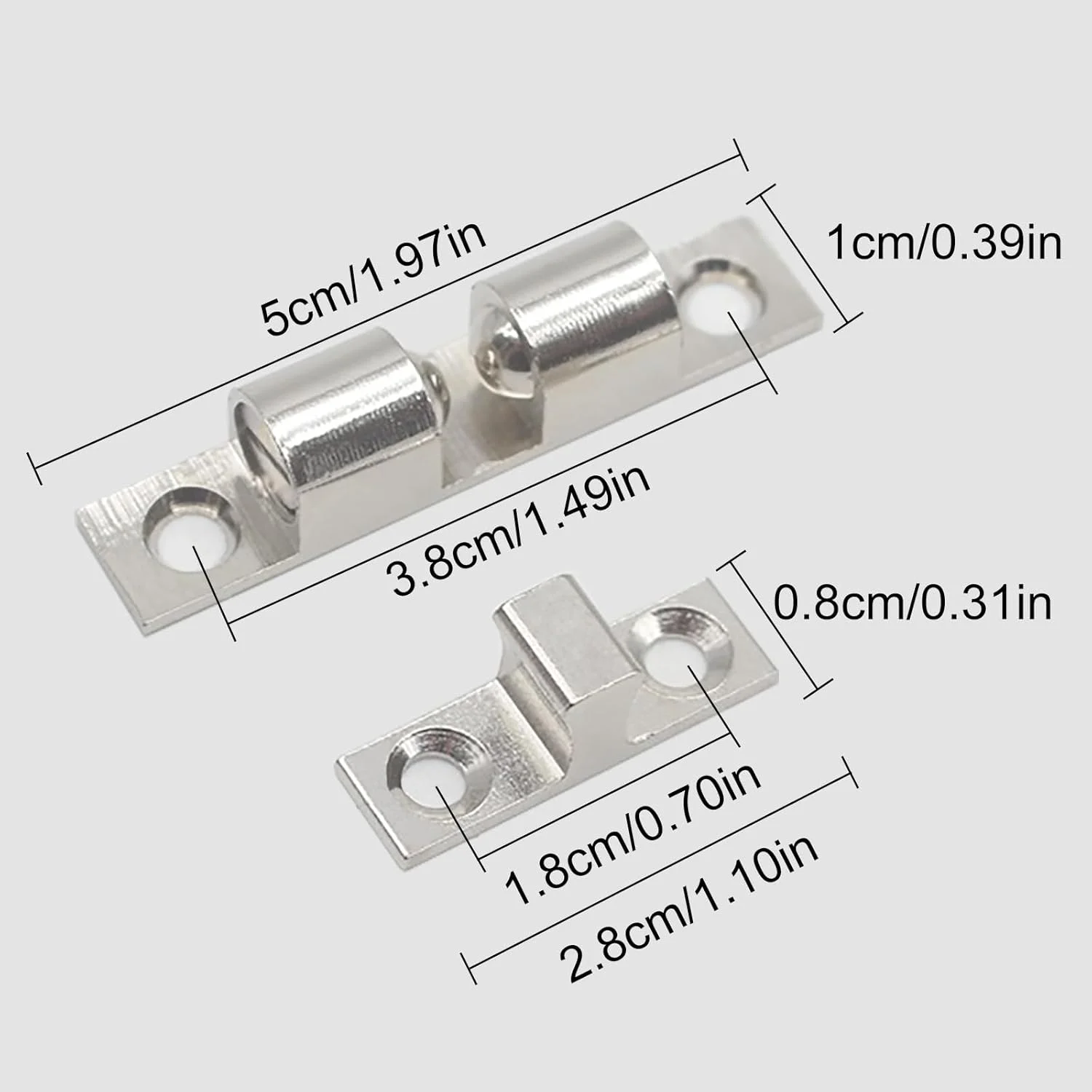 قفل درب YUDAWN، 8 عدد قفل درب، قفل دو غلتکی کابینت، قفل کششی درب مبلمان کابینت برای کمد لباس، کابینت آشپزخانه، مبلمان کمد با پیچ