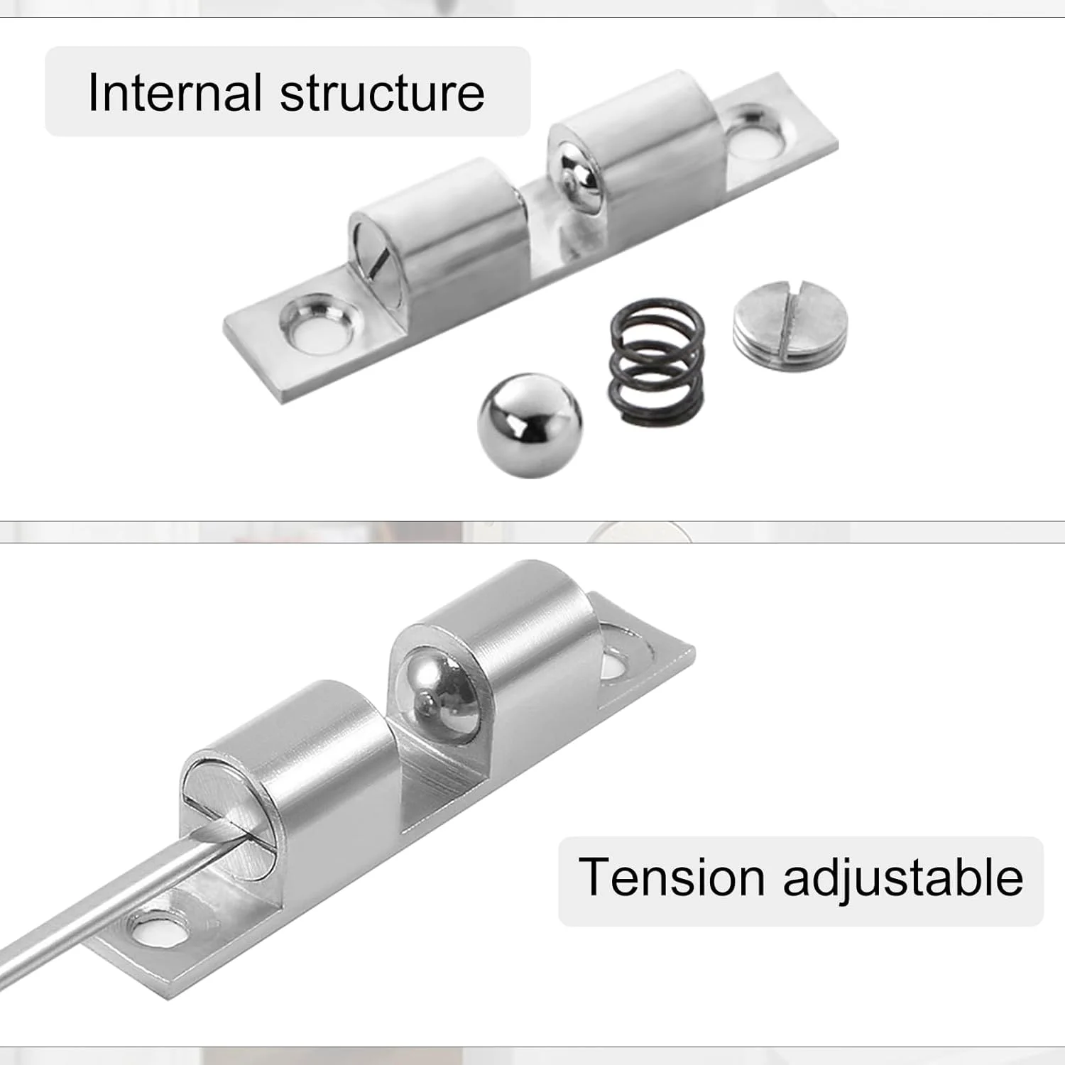 قفل درب YUDAWN، 8 عدد قفل درب، قفل دو غلتکی کابینت، قفل کششی درب مبلمان کابینت برای کمد لباس، کابینت آشپزخانه، مبلمان کمد با پیچ