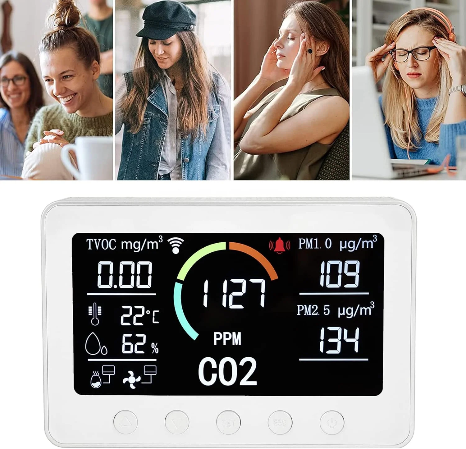 دستگاه سنجش PM2.5، آشکارساز کیفیت هوا AC100-240V با صفحه نمایش رنگی برای آشپزخانه (#2)