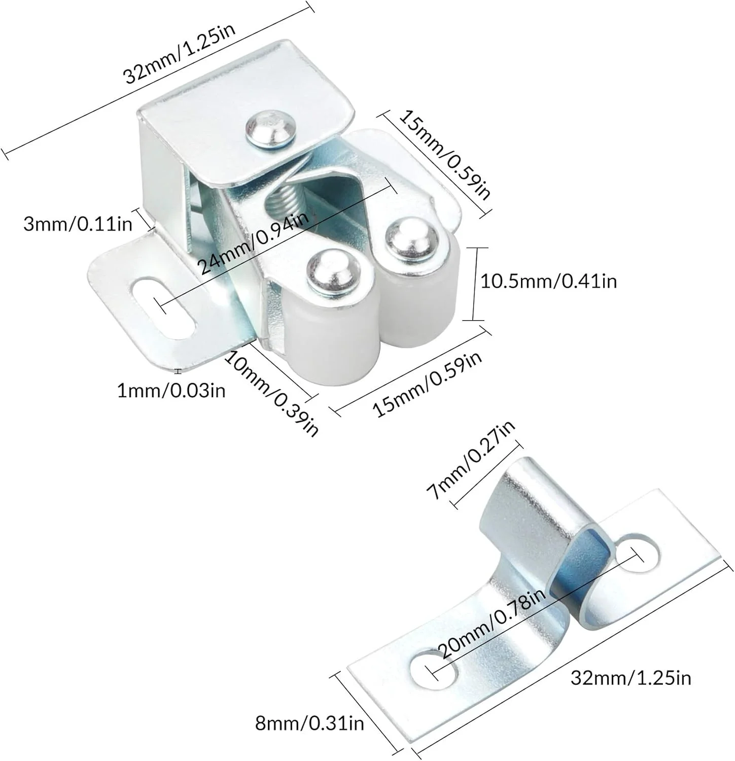 قفل دو غلتکی درب کابینت YEYIT، قفل دو غلتکی کمد، قفل کابینت با پیچ، مناسب برای درب کمد مبلمان قفل دو غلتکی درب کابینت YEYIT، قفل دو غلتکی کمد، قفل کابینت با پیچ، مناسب برای درب کمد مبلمان