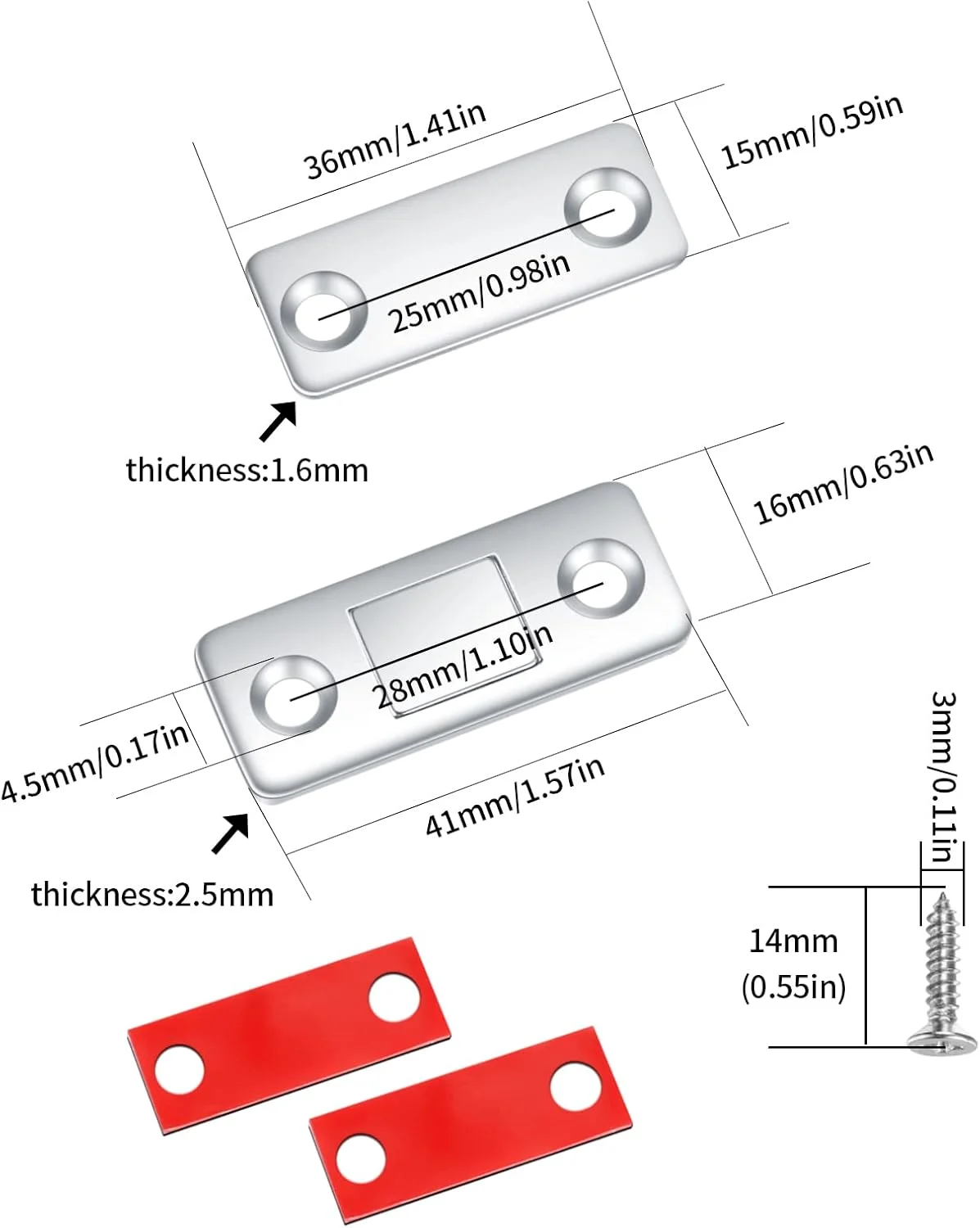مگنت درب ییبایجیا، 8 عددی، مگنت های مغناطیسی درب کابینت، چسبی خودکار، نوارهای مغناطیسی فوق العاده نازک، مگنت های کشو برای کمد لباس، درب کشویی، بست مغناطیسی
