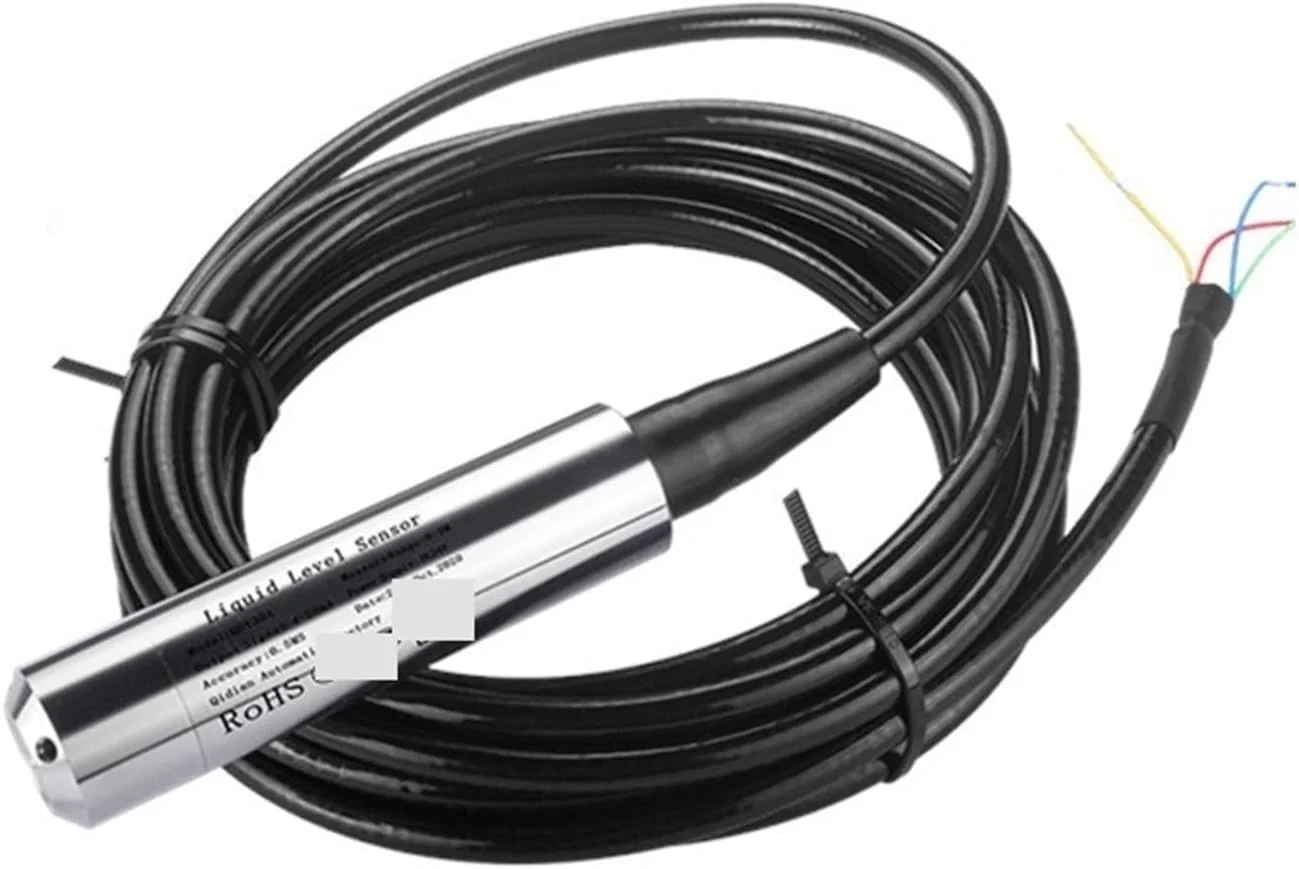 فلومتر آب، 4-20 میلی آمپر 0-5 ولت 0-10 ولت سنسور سطح آب شناور، 5 متر 10 متر 15 متر سنسور سطح هیدرواستاتیک روغن آب، پروب اندازه گیری آب مخزن (محدوده 3M کابل 5M، خروجی 4-20mA)