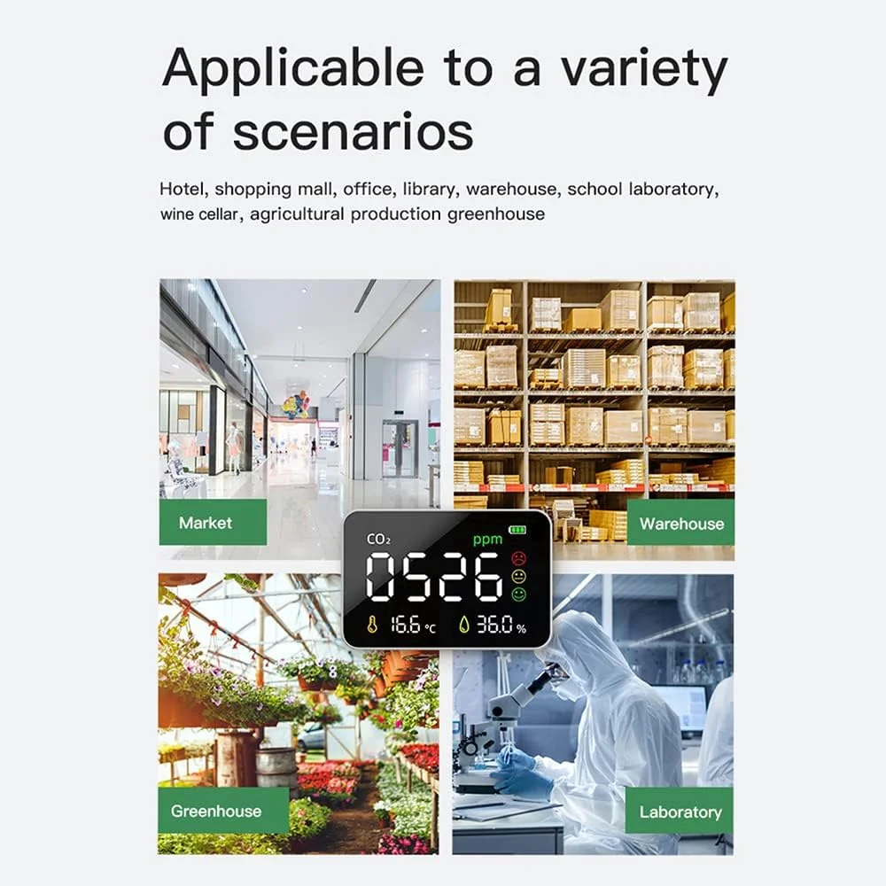 مانیتور کیفیت هوای رومیزی و دیواری، ردیاب دیجیتال CO2 3.5 اینچی 3 در 1، تستر دما، رطوبت و CO2 داخلی و خارجی، دستگاه قابل شارژ اندازه گیری دی اکسید کربن برای اتاق، دفتر، گلخانه و انبار مانیتور کیفیت هوای رومیزی و دیواری، ردیاب دیجیتال CO2 3.5 اینچی 3 در 1، تستر دما، رطوبت و CO2 داخلی و خارجی، دستگاه قابل شارژ اندازه گیری دی اکسید کربن برای اتاق، دفتر، گلخانه و انبار