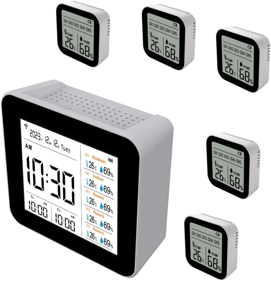 2C012، دستگاه تشخیص کیفیت هوا 13 در 1 تویا وای فای CO2، CO، PM2.5 فرمالدئید TVOC دما و رطوبت (با 5 واحد تابعه)