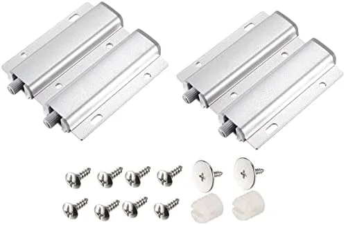 زبانه فشاری مغناطیسی دوگانه XYWHPGV برای درب کابینت مبلمان، رنگ نقره ای، 2 ست زبانه فشاری مغناطیسی دوگانه XYWHPGV برای درب کابینت مبلمان، رنگ نقره ای، 2 ست