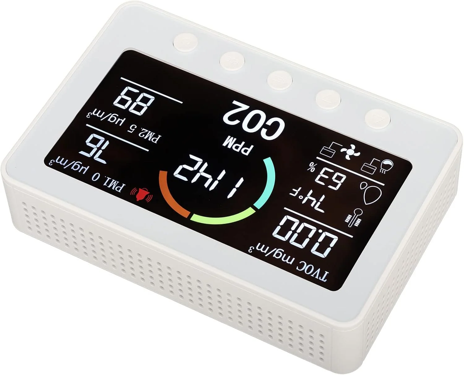 تستر کیفیت هوا، تهویه اتوماتیک 100-240 ولت، صفحه نمایش بزرگ LCD 7 در 1، مانیتور کیفیت هوا، سنسور مادون قرمز لیزری، مناسب برای مصارف صنعتی (دوشاخه UK 100-240 ولت)