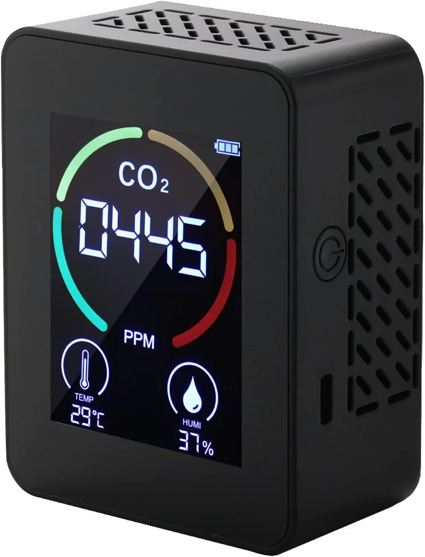 تستر غلظت دی اکسید کربن 2.8 اینچی، مینی متر کربن دی اکسید و دما، باتری لیتیومی 1200 میلی آمپر