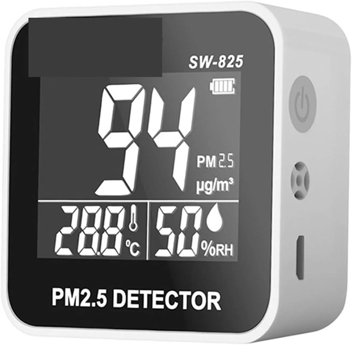 دستگاه مانیتور کیفیت هوا SW-825، آشکارساز PM2.5 دیجیتال 0-500 میکروگرم بر متر مکعب، سنسور PM2.5 قابل حمل کوچک، دستگاه مانیتور کیفیت هوا، دماسنج و رطوبت سنج، عمر باتری طولانی