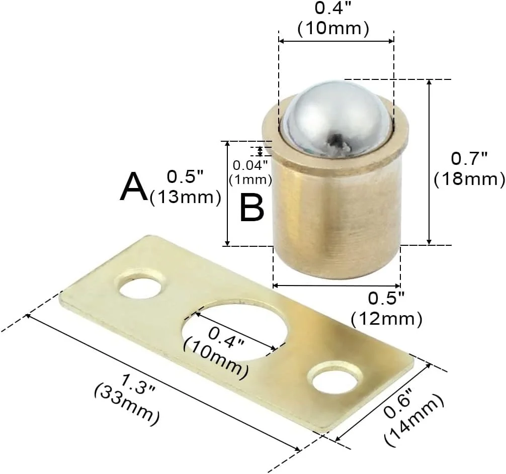 XYWHPGV بست توپی درب کمد، کابینت، کشو مبلمان منزل، قطر 10 میلی متر، 4 عدد XYWHPGV بست توپی درب کمد، کابینت، کشو مبلمان منزل، قطر 10 میلی متر، 4 عدد