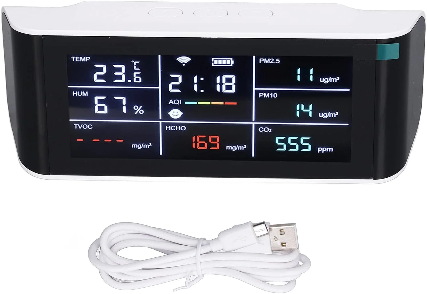 دستگاه مانیتورینگ هوا، دستگاه مانیتورینگ دی اکسید کربن قابل حمل از طریق وای فای، دستگاه مانیتورینگ کیفیت هوا 9 در 1 برای انبارهای شراب و منازل