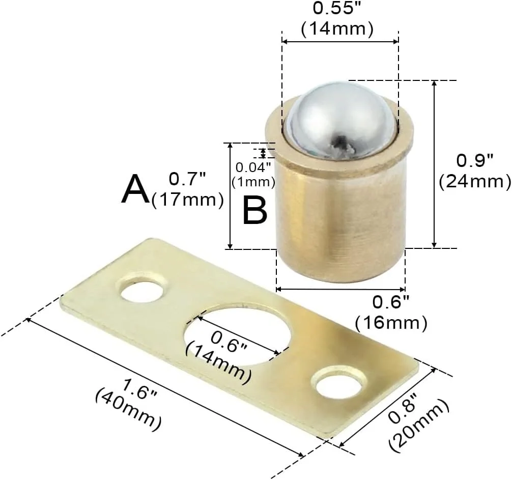 XYWHPGV گیره توپی درب کمد، کابینت، کشو مبلمان منزل، قطر 14 میلی متر، 2 ست