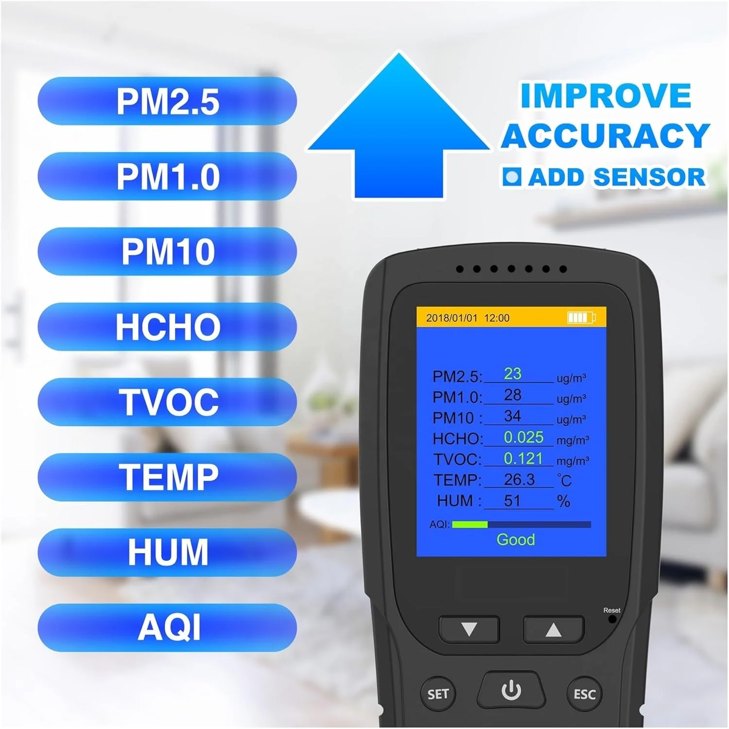 دستگاه نظارت بر کیفیت هوا، دستگاه نظارت بر کیفیت هوای قابل حمل، شمارنده ذرات PM2.5، آشکارساز آلودگی گرد و غبار قابل حمل، اندازه گیری خودکار چند منظوره