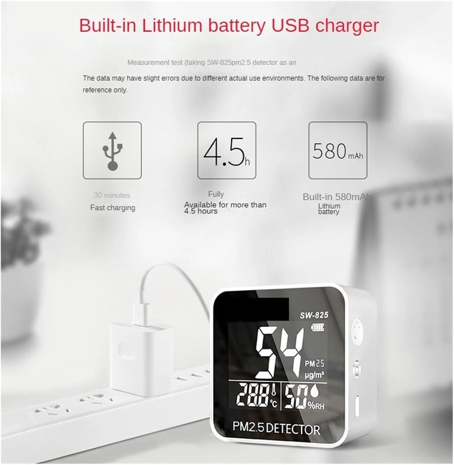 دستگاه مانیتور کیفیت هوا PM 2.5 مدل SW-825، دستگاه اندازه گیری دیجیتال PM2.5، دستگاه کوچک قابل حمل برای نظارت بر کیفیت هوا در زمان واقعی و عمر باتری طولانی