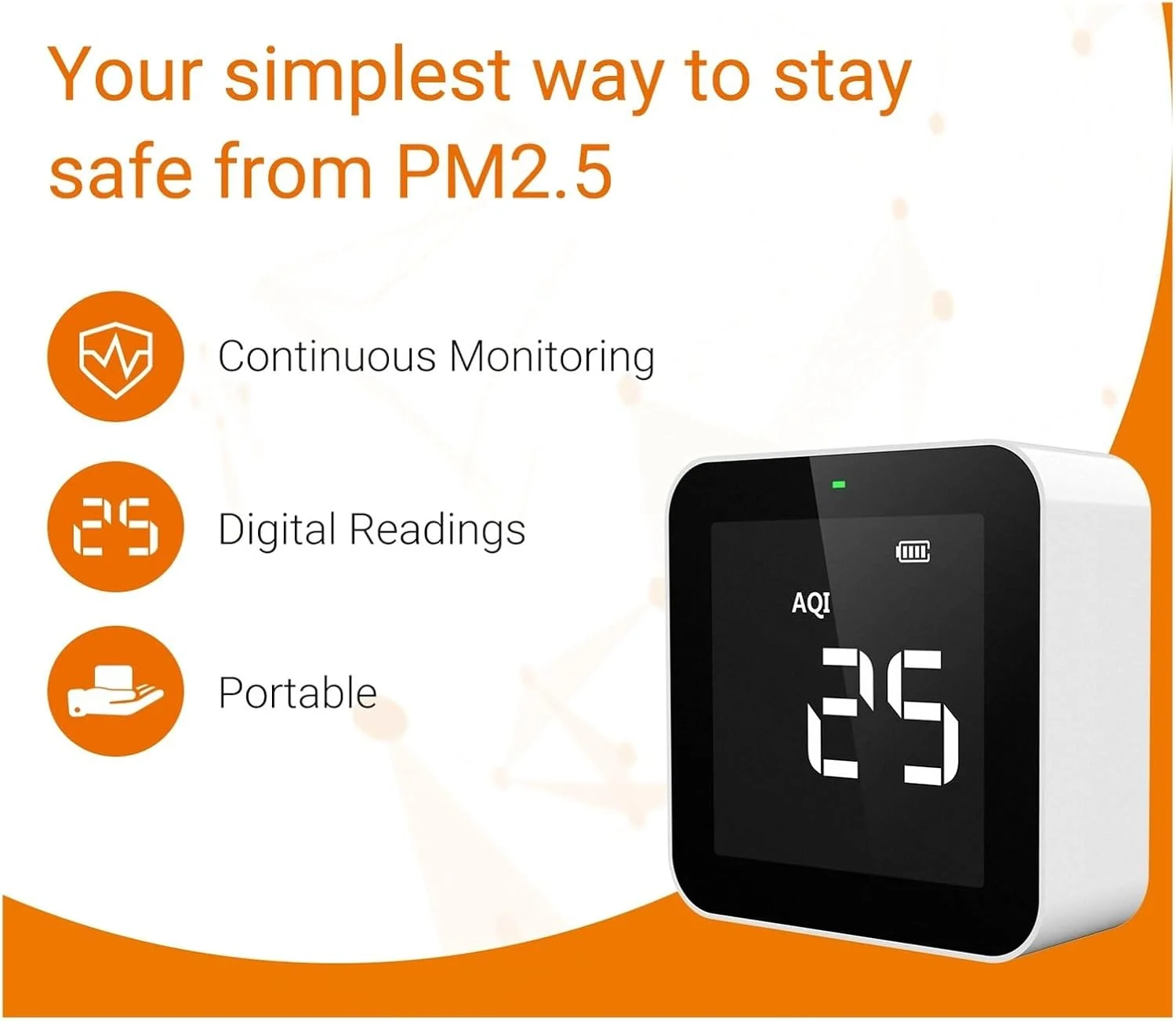 دستگاه مانیتور کیفیت هوا M10 برای PM2.5 HCHO TVOC، آشکارساز سنسور الکتروشیمیایی حرفه ای، نمایشگر زمان واقعی، عمر باتری طولانی