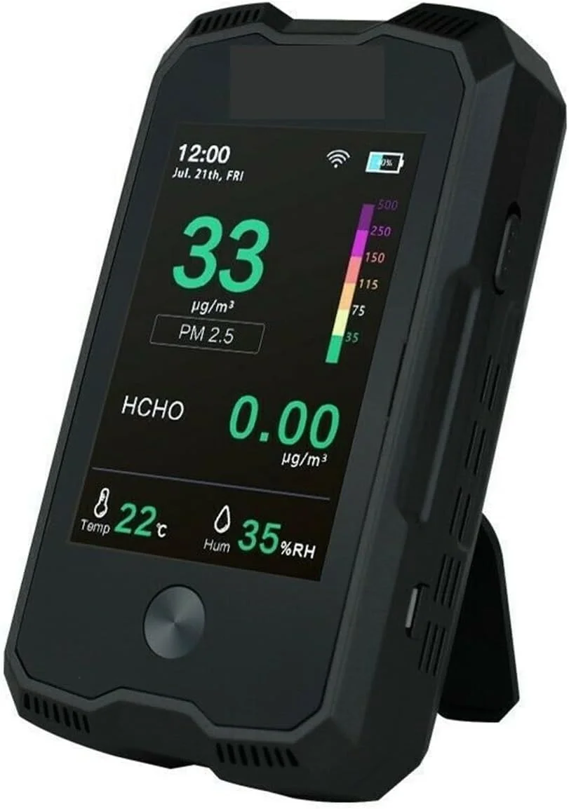 دستگاه مانیتور کیفیت هوا CO2 HCHO، آشکارساز و ثبت کننده داده PM2.5 PM10، دما و رطوبت با عمر باتری طولانی