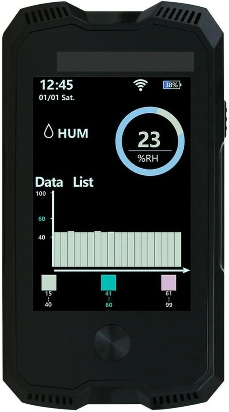 دستگاه مانیتور کیفیت هوا CO2 HCHO، آشکارساز و ثبت کننده داده PM2.5 PM10، دما و رطوبت با عمر باتری طولانی