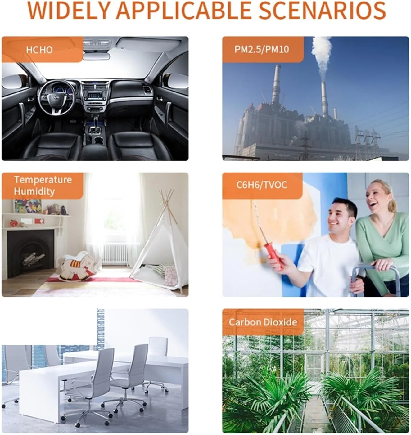 دستگاه مانیتورینگ کیفیت هوا 9 در 1، تستر کیفیت هوا HCHO/TVOC/CO2/PM2.5/PM10/C6H6، دماسنج و رطوبت سنج، ردیاب دی اکسید کربن 4.8 اینچی، عمر باتری طولانی