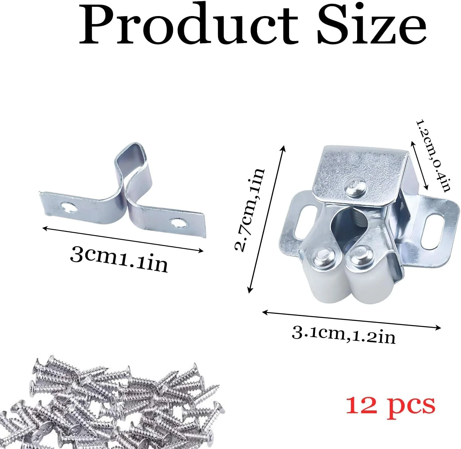 XIANGUP بسته 12 عددی قفل دو غلتکی، قفل درب کابینت، به همراه پیچ، قفل کابینت درب برای درب های داخلی، قفل کابینت برای خانه، کابینت، مبلمان، قفل غلتکی درب داخلی، (نقره ای)