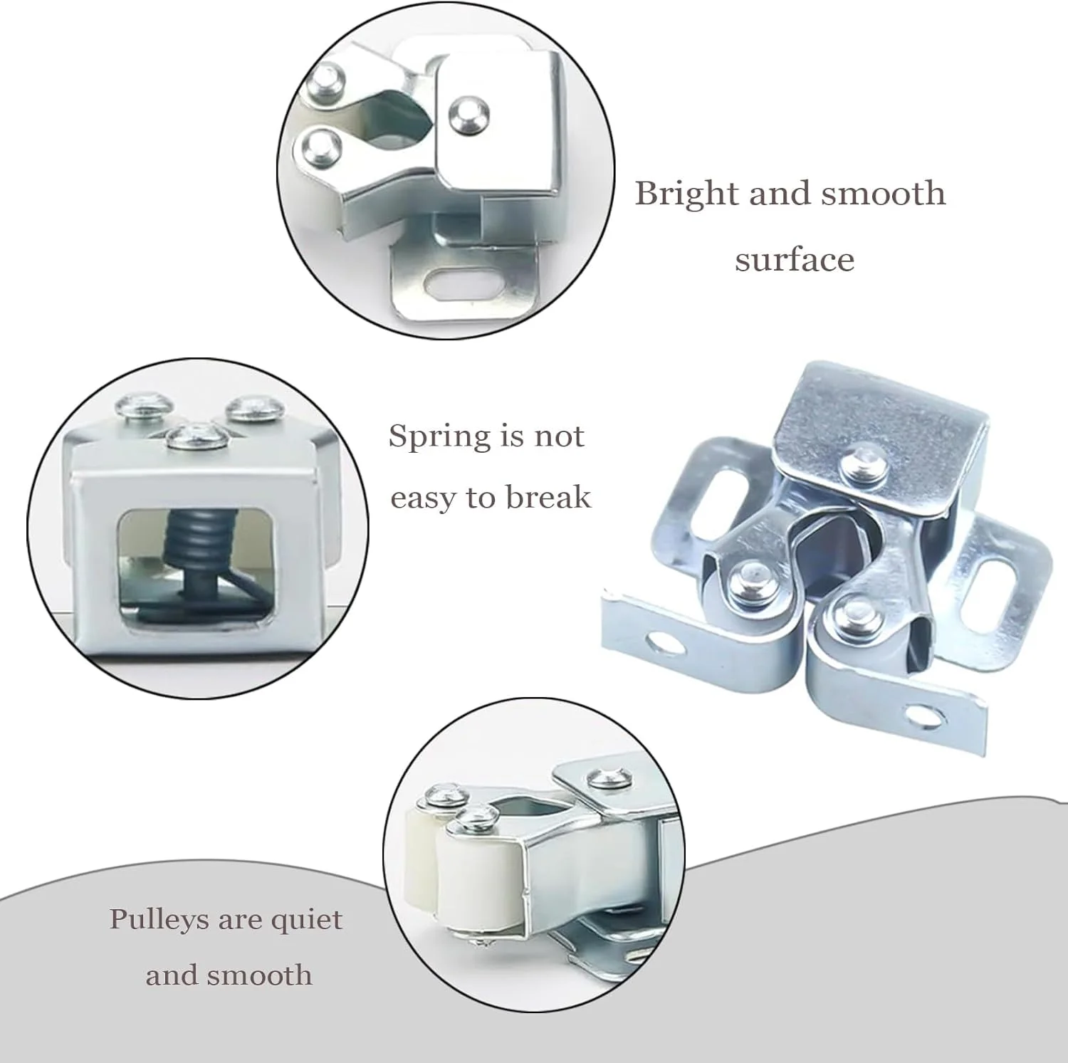 XIANGUP بسته 12 عددی قفل دو غلتکی، قفل درب کابینت، به همراه پیچ، قفل کابینت درب برای درب های داخلی، قفل کابینت برای خانه، کابینت، مبلمان، قفل غلتکی درب داخلی، (نقره ای)