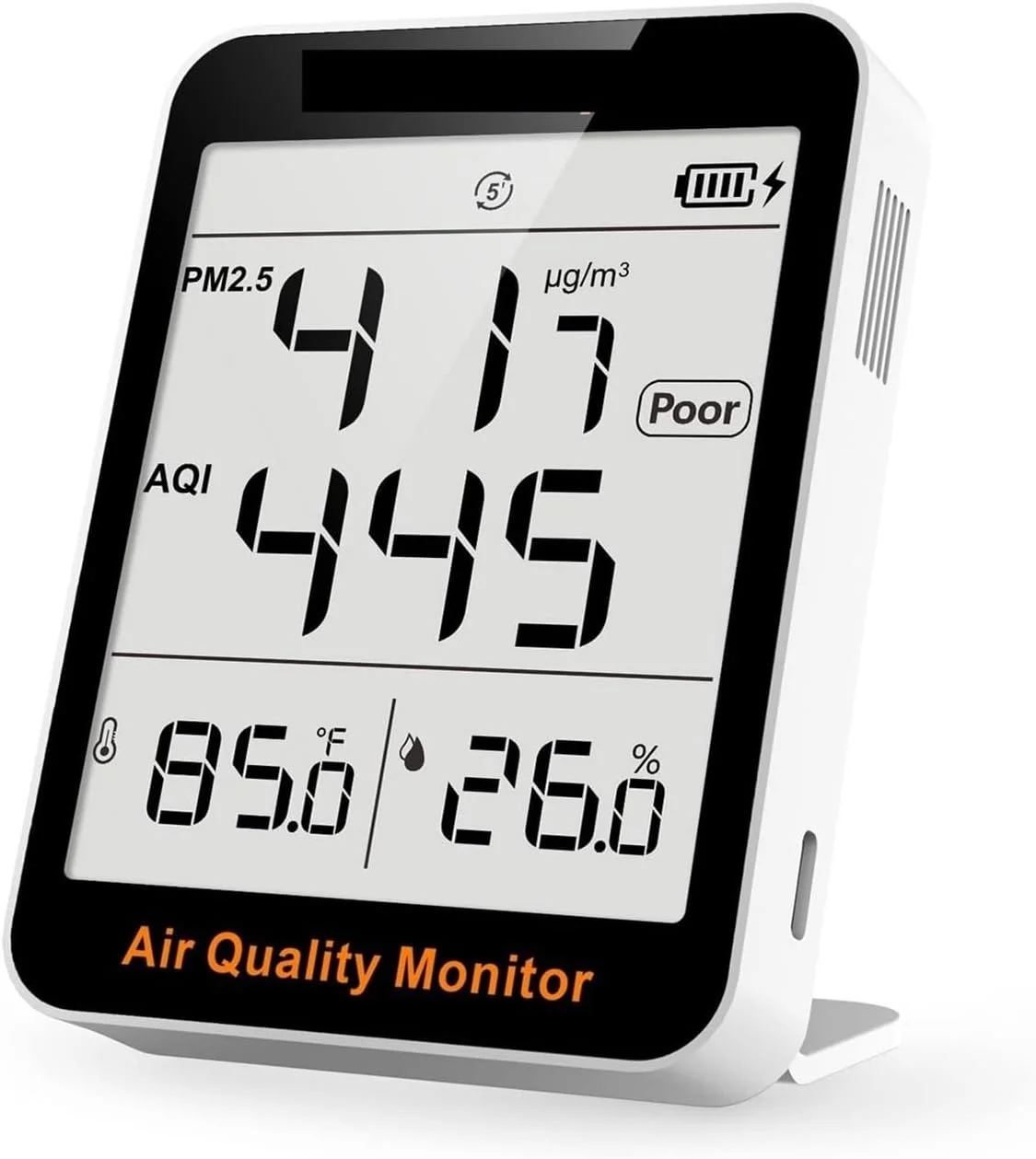 دستگاه مانیتور کیفیت هوا S1، مانیتور کیفیت هوای داخلی PM2.5، آشکارساز دما و رطوبت برای خانه، دفتر یا مدرسه، عمر باتری طولانی
