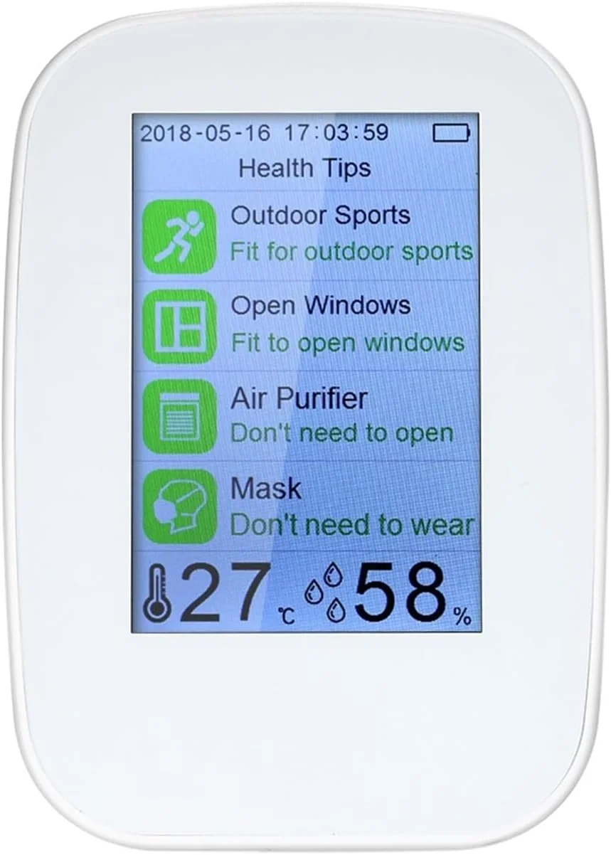 دستگاه دیجیتال نظارت بر کیفیت هوا، تستر HCHO و TVOC داخلی/خارجی، دستگاه نظارت بر دی اکسید کربن، تستر با باتری قابل شارژ، اندازه گیری خودکار (D9-H) (D9B 1)