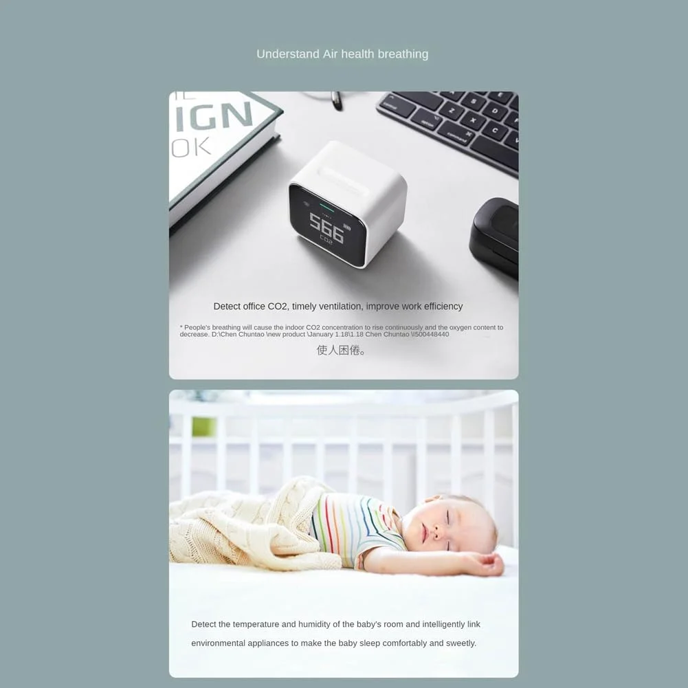 دستگاه تشخیص کیفیت هوا وای فای 5 در 1 برای نظارت بر کیفیت هوا دی اکسید کربن/دما/رطوبت/PM2.5/PM10 برای خانه، مدرسه، دفتر، و چادر کشاورزی، نصب آسان