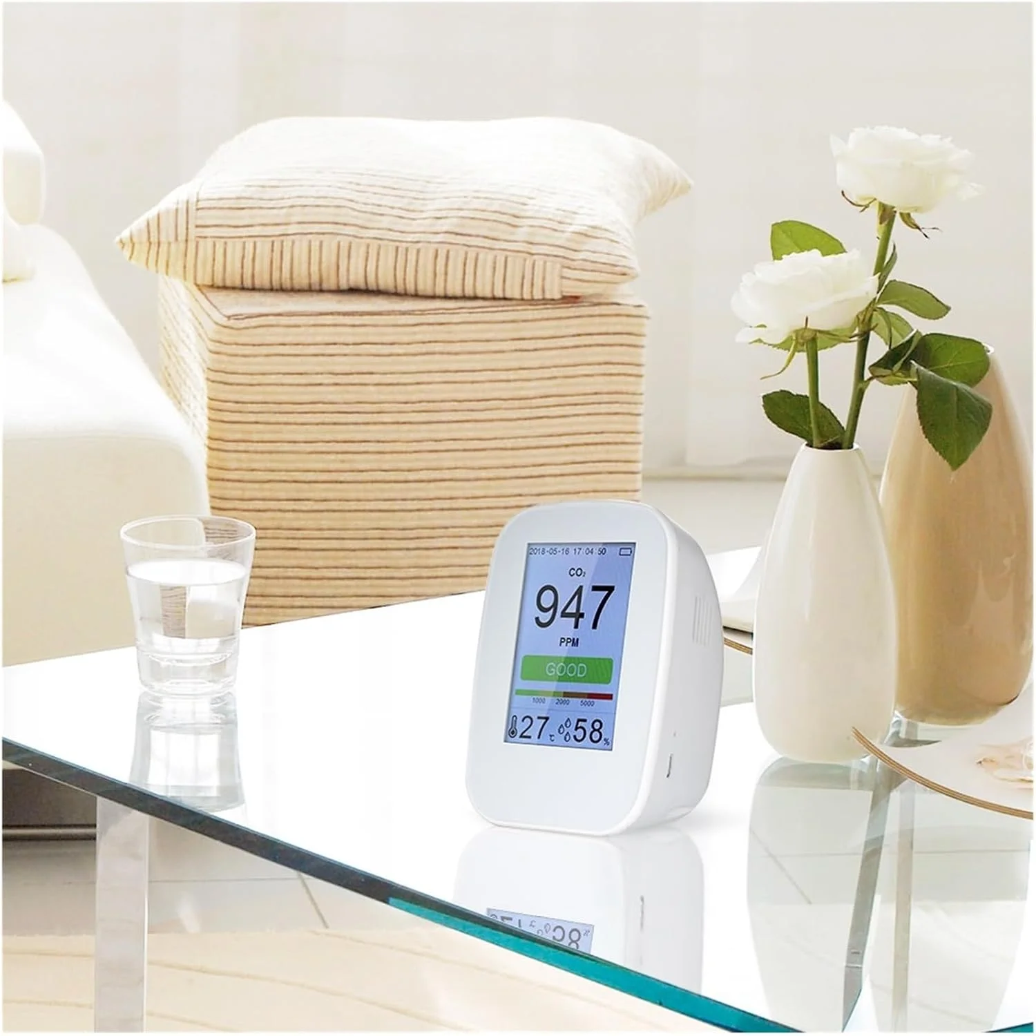 دستگاه دیجیتال نظارت بر کیفیت هوا، تستر HCHO و TVOC داخلی/خارجی، دستگاه نظارت بر دی اکسید کربن، تستر با باتری قابل شارژ، اندازه گیری خودکار (D9-H) (D9B 1)