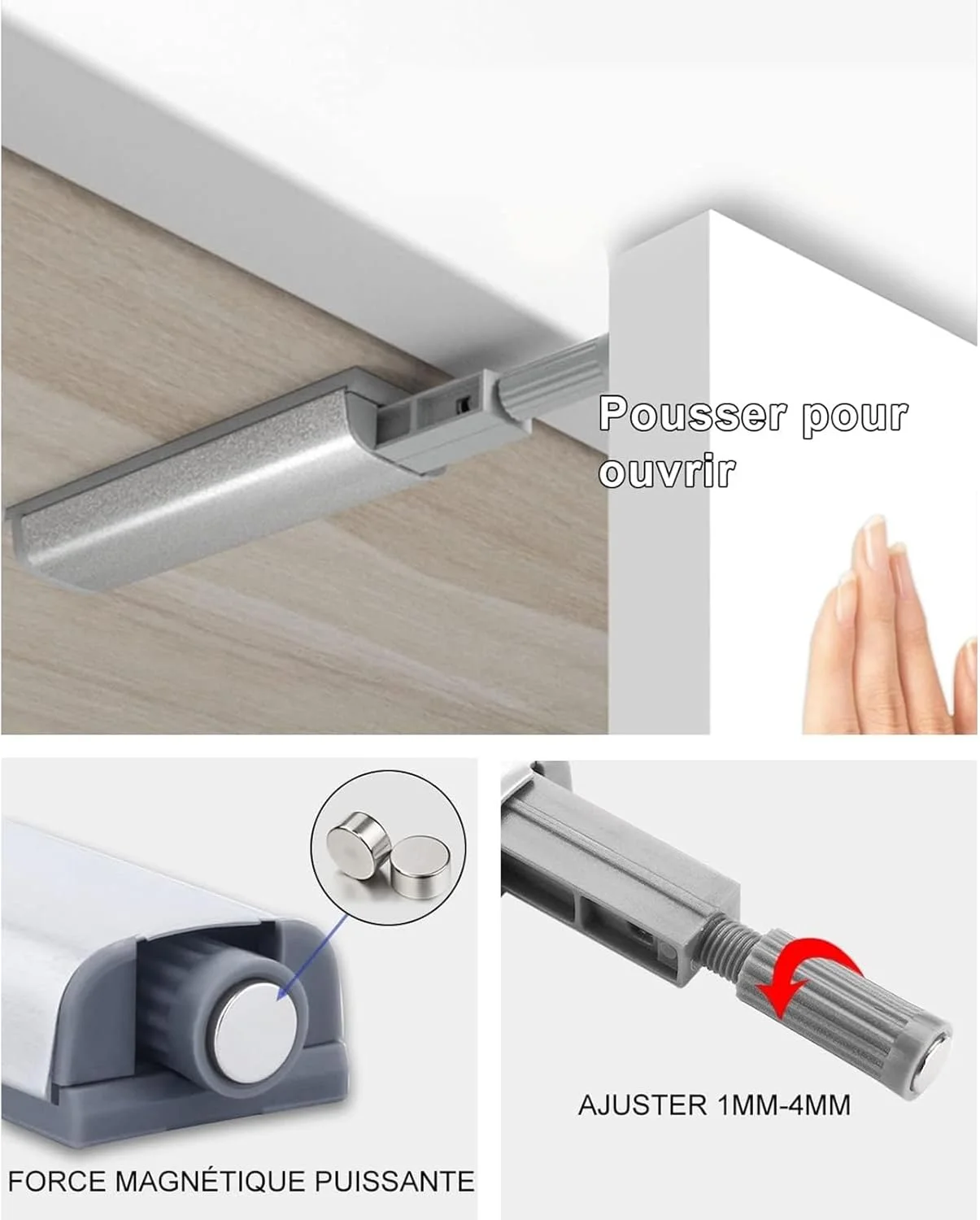 THE WHITE SHOP ست 6 عددی قفل فشاری مغناطیسی برای کابینت، سخت افزار کابینت فشاری برای باز کردن، قفل لمسی فشاری درب آشپزخانه، قفل رهاسازی فشاری برای بستن کشو، قفل فشاری THE WHITE SHOP ست 6 عددی قفل فشاری مغناطیسی برای کابینت، سخت افزار کابینت فشاری برای باز کردن، قفل لمسی فشاری درب آشپزخانه، قفل رهاسازی فشاری برای بستن کشو، قفل فشاری