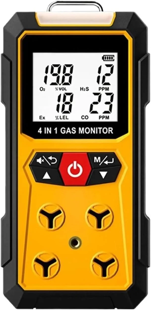دستگاه تشخیص نشت گاز برای نظارت بر کیفیت هوا 4 در 1 (H2S، EX، O2، CO) - دستگاه نظارت قابل اعتماد برای ایمنی در خانه و محل کار با تشخیص دقیق و عمر باتری طولانی
