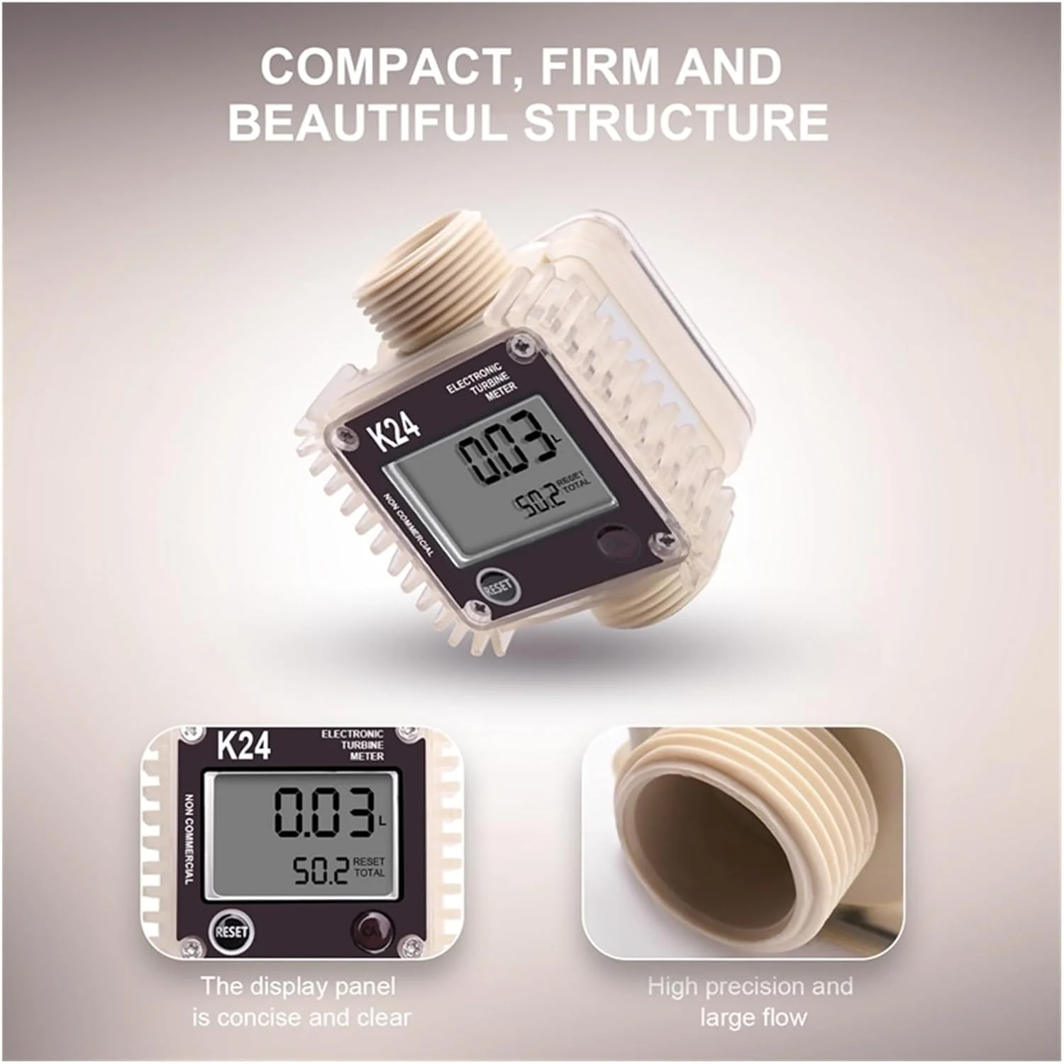 فلومتر آب، K24 مقیاس جریان سوخت دیجیتال برای روغن، اندازه گیری آب مایع برای مواد شیمیایی