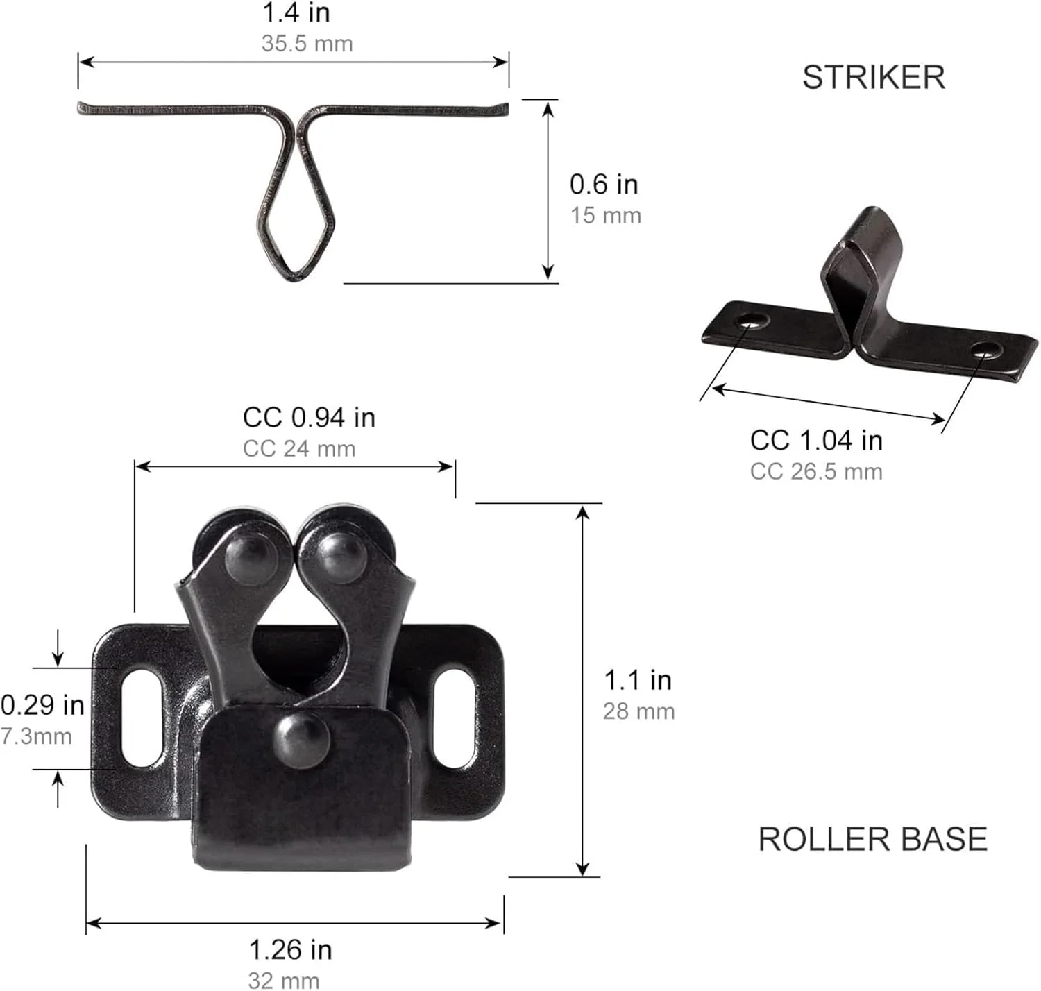 THE WHITE SHOP بست چهارتایی درب کابینت، قفل دو غلتکی سخت افزاری برای درب کمد، کابینت آشپزخانه