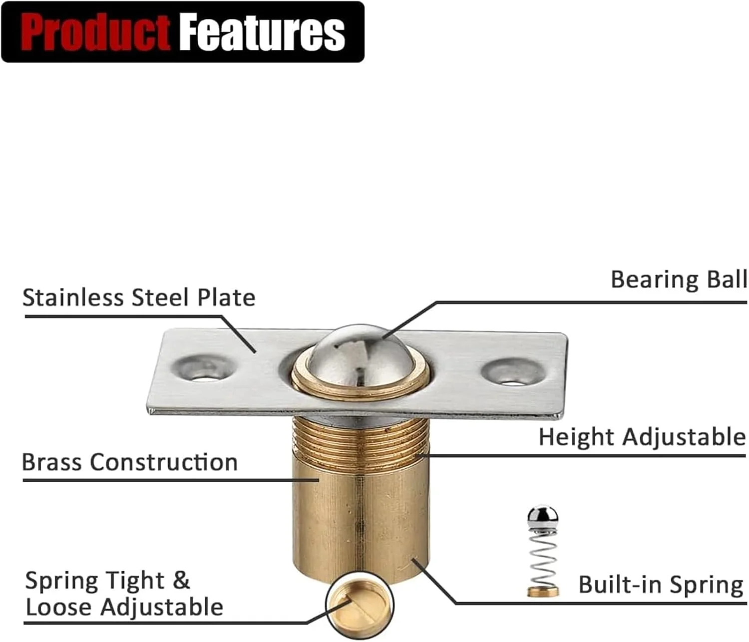 THE WHITE SHOP ست 2 عددی قفل توپی درب برای درب های داخلی، سخت افزار قفل توپی درب کمد، استیل ضد زنگ قابل تنظیم با صفحه ضربه گیر، پرداخت ساتن برس خورده THE WHITE SHOP ست 2 عددی قفل توپی درب برای درب های داخلی، سخت افزار قفل توپی درب کمد، استیل ضد زنگ قابل تنظیم با صفحه ضربه گیر، پرداخت ساتن برس خورده