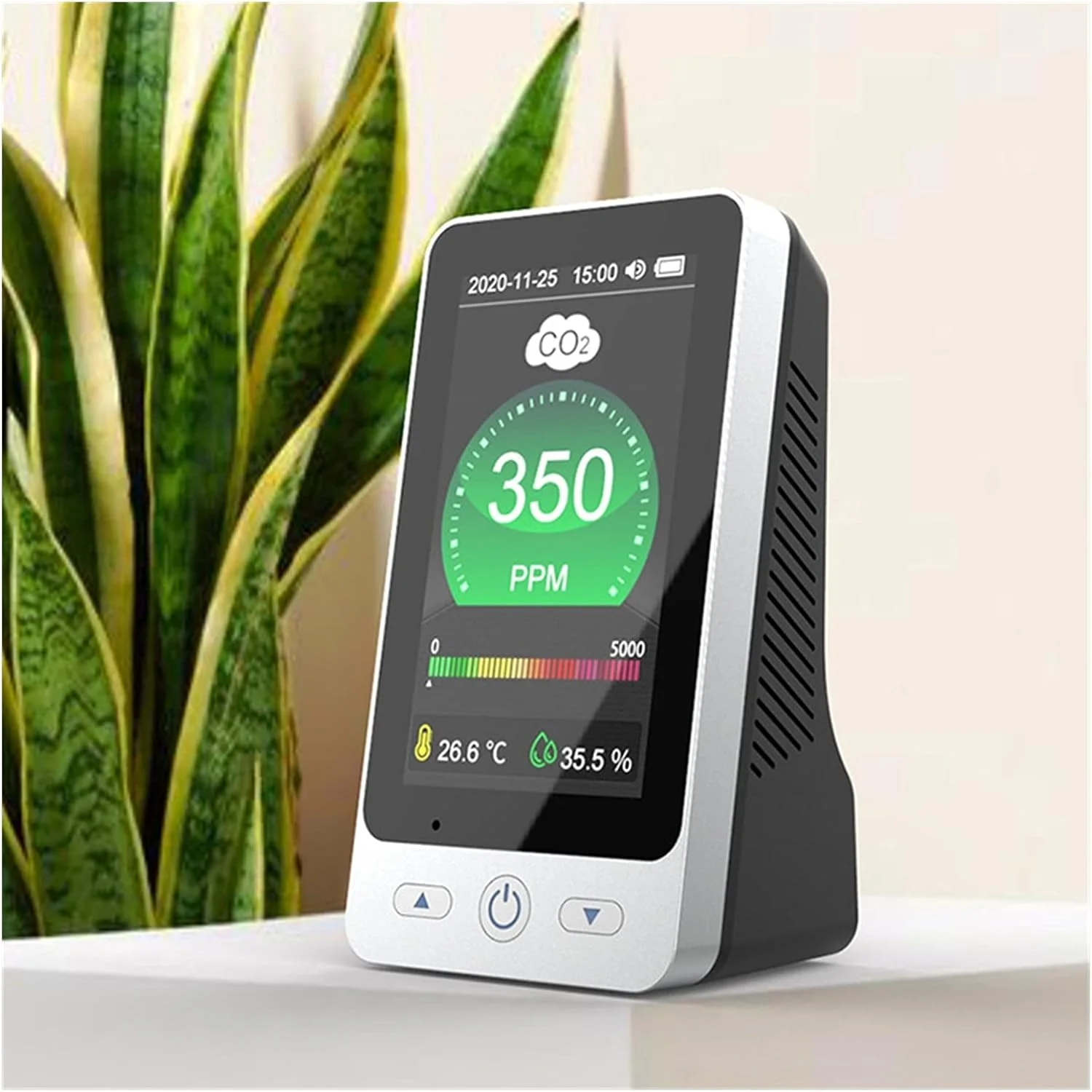 دستگاه تشخیص کیفیت هوا، دستگاه چند منظوره برای تشخیص کیفیت هوای داخلی منزل، دستگاه تشخیص دی اکسید کربن PM2.5، نمایشگر دما و رطوبت برای خانه، دفتر و مدرسه