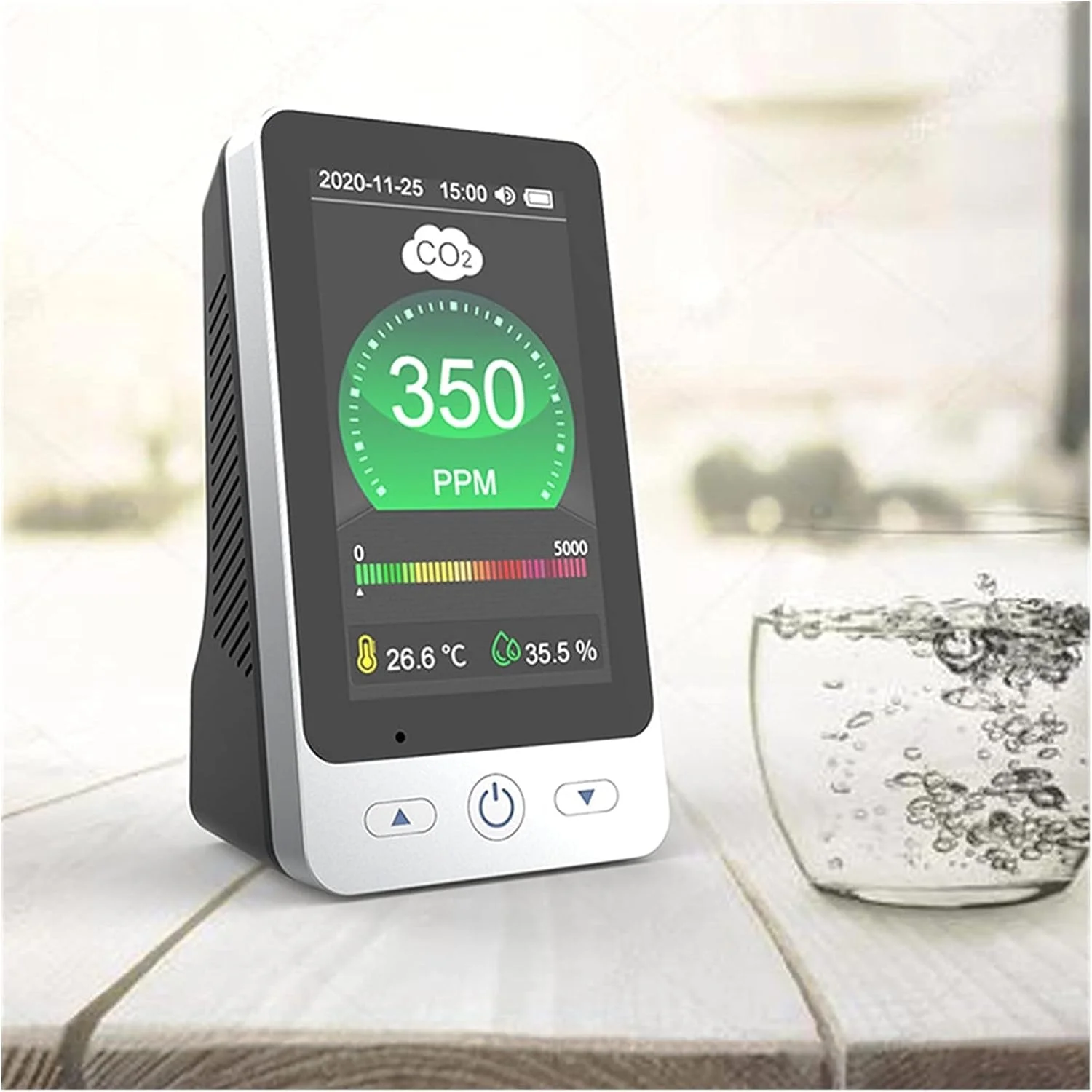 دستگاه تشخیص کیفیت هوا، دستگاه چند منظوره برای تشخیص کیفیت هوای داخلی منزل، دستگاه تشخیص دی اکسید کربن PM2.5، نمایشگر دما و رطوبت برای خانه، دفتر و مدرسه