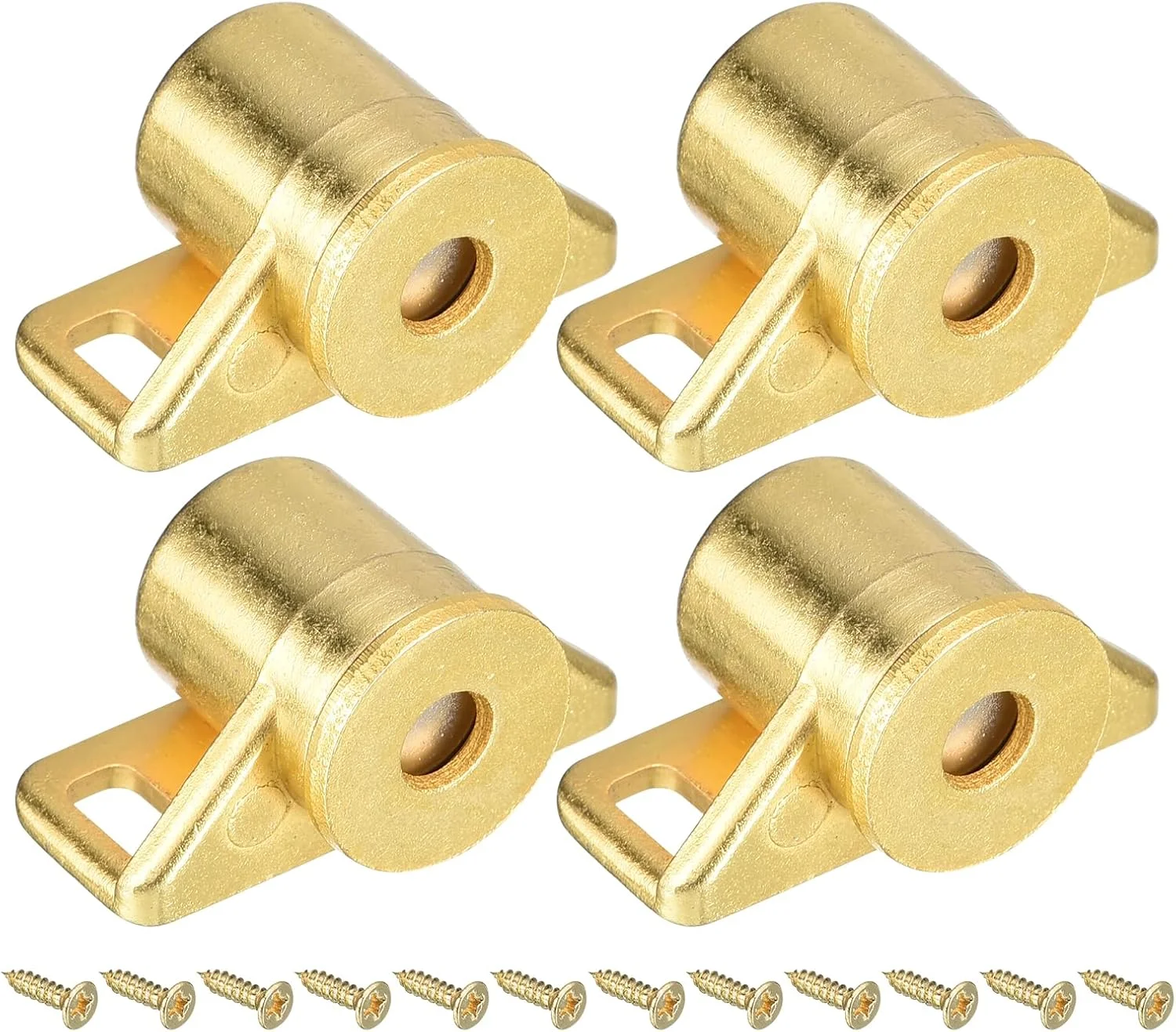 uxcell ست 4 عددی قفل مگنتی درب کابینت آلیاژ روی بست سخت افزاری درب کابینت مغناطیسی برای درب های مبلمان کمد آشپزخانه، طلایی