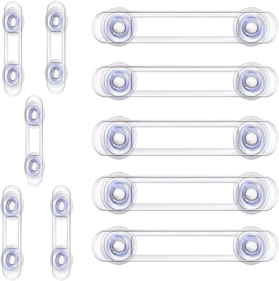 قفل ایمنی کودک ویلگو 10 عددی، قفل درب کمد ایمنی کودک شفاف، بست های چند منظوره برای کابینت آشپزخانه، کشوها، اجاق ها، یخچال ها