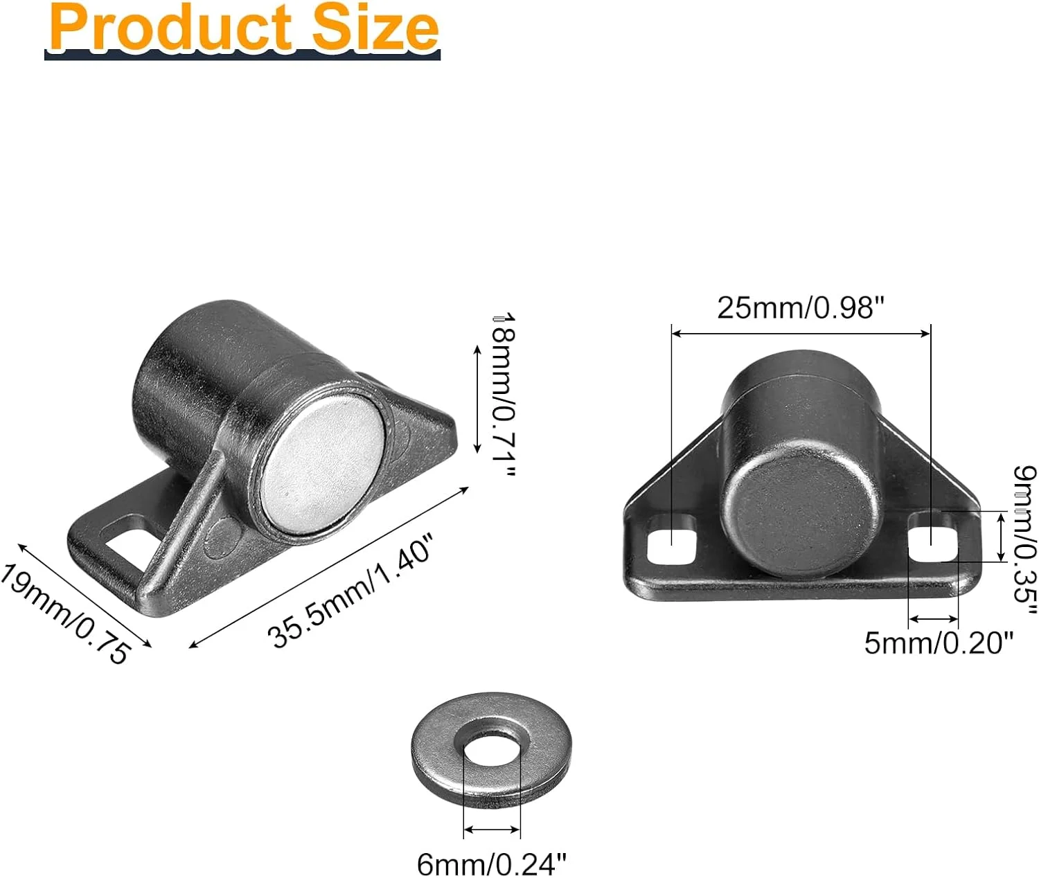 یوکسیل 8 عدد قفل مگنتی درب کابینت آلیاژ روی بست سخت افزاری درب کابینت برای درب های مبلمان کمد آشپزخانه، خاکستری