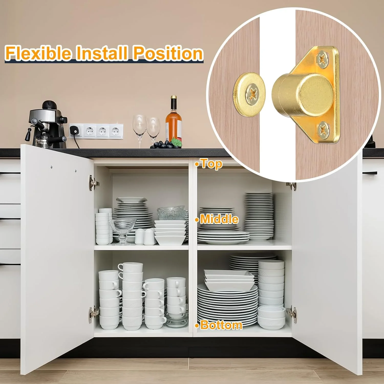 uxcell ست 4 عددی قفل مگنتی درب کابینت آلیاژ روی بست سخت افزاری درب کابینت مغناطیسی برای درب های مبلمان کمد آشپزخانه، طلایی uxcell ست 4 عددی قفل مگنتی درب کابینت آلیاژ روی بست سخت افزاری درب کابینت مغناطیسی برای درب های مبلمان کمد آشپزخانه، طلایی