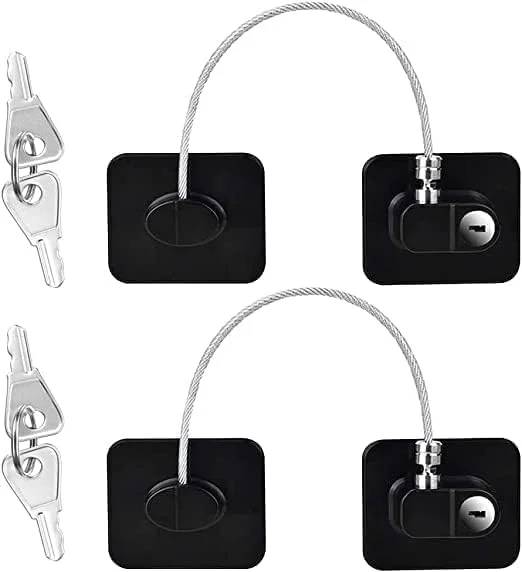 قفل ایمنی کودک URbazaar، بسته 2 عددی، قفل یخچال، قفل ترکیبی سنگین یخچال با 4 کلید، چسب قوی 3M بدون نیاز به سوراخکاری، مناسب برای کابینت ها، کمدها، کشوها، پنجره، نصب و استفاده آسان.