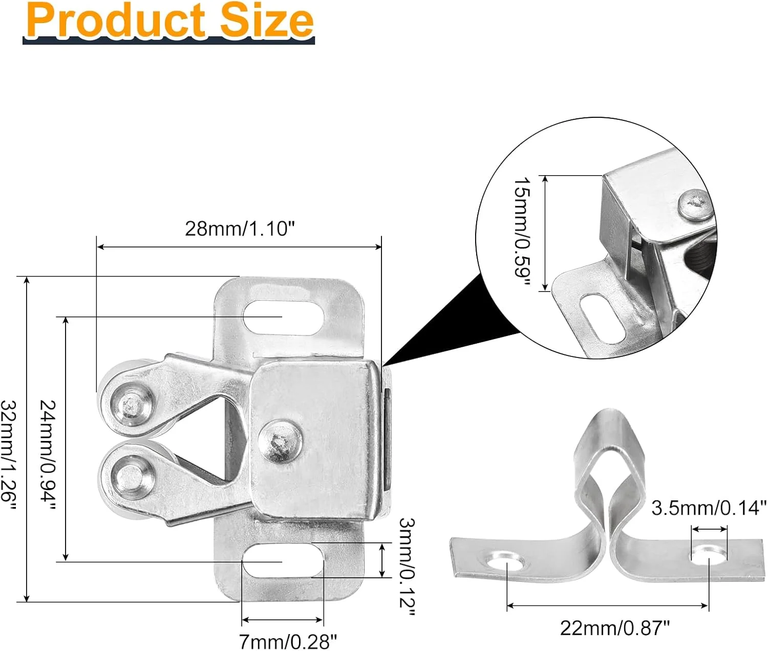 uxcell ست 4 عددی قفل دو غلتکی کابینت، یراق آلات مناسب برای درب کابینت، کمد و مبلمان، نقره ای uxcell ست 4 عددی قفل دو غلتکی کابینت، یراق آلات مناسب برای درب کابینت، کمد و مبلمان، نقره ای