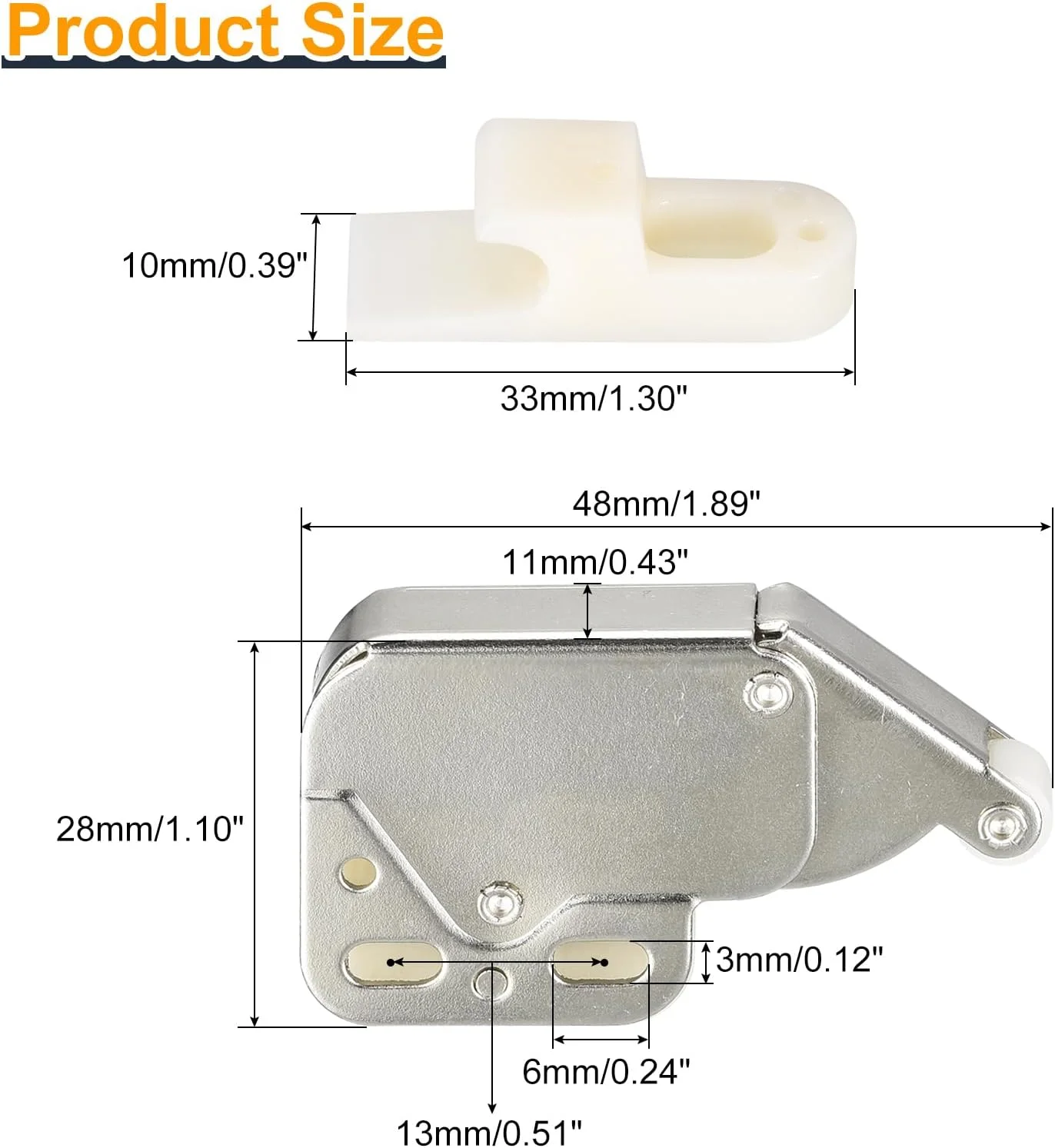 uxcell 10 عدد قفل فشاری برای باز کردن درب، آهن فنری اتوماتیک، قفل لمسی فشاری برای درب کابینت (48 میلی متر نقره ای) uxcell 10 عدد قفل فشاری برای باز کردن درب، آهن فنری اتوماتیک، قفل لمسی فشاری برای درب کابینت (48 میلی متر نقره ای)